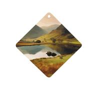 Lake District National Park Car Air Freshener Hanging, Long Lasting Scented Car Aromatherapy Tablets, Rhombus Fragrance Scented Cards for Vehicles, Bedroom, Wardrobe White-style