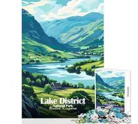 Lake District National Park Illustration Jigsaw for Teenagers 1000 Pieces Stimulate Active Brain And Mind Gentle Relaxing Fun Activity (38x26cm)
