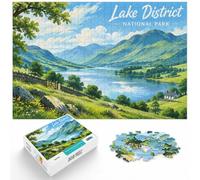 Lake District National Park Illustration Jigsaw Puzzle, 1000 Piece | For the festive season, this adult jigsaw puzzle with 1000 pieces turns winter downtime into puzzle time.