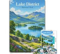 Lake District National Park Illustration Jigsaw Puzzle, 1000 Pieces | Puzzle for Adults: screen-free tabletop leisure on quiet evenings.