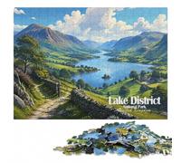 Lake District National Park Illustration Jigsaw Puzzle, 300 Pieces | Clear image details - steady puzzle progress in spare time.