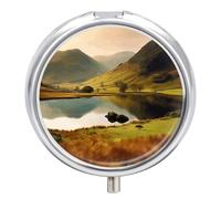 Lake District National Park Pill Case with 3 Compartments - Portable Travel Pill Organizer for Purse, Easy-Open Button Design, Small Round Pillbox Vitamin Holder Organizer for Women Men