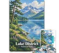 Lake District National Park Poster Jigsaw Puzzle for Adults, 1000 Pieces | Border-first building - an activity that can be paused and resumed at your own pace.