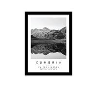 Lake District Travel Print Cumbria Wall art Black and white Poster A4 Print in Black frame 24.5 X 33cm (9.6x13inch)