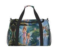 (Lake Fairy) Durable Twill Travel Tote Bag Large Capacity Handheld & Crossbody Bag for Weekend Trips,Sports,and Outdoor Activities