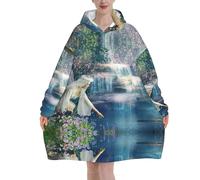Lake Fairy Print Blanket Hoodie Suitable For Valentine'S Day, Thanksgiving, Christmas, New Year And Other Cold Seasons