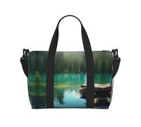 Lake fairy print Travel Duffel Bag,workout duffel bag, overnight shoulder Bag,Weekender Bag for Women Men, Black, One Size