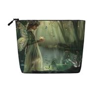 Lake Fairy Printed Make up Bag Linen Toiletry Bag Personalized Travel Makeup Cosmetic Bag for Women Mom
