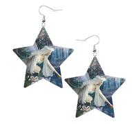 Lake fairy Prints Leather star earrings Pendant Stylish and beautiful Lightweight Dangle for Women Girls