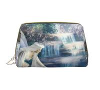 Lake Fairy Zipper Closure Leather Portable Waterproof Cosmetic Bag for Home Travel to Organize Toiletries Sundries