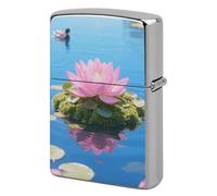 Lake Floating Lighter Case Metal Double-Sided Lighter Cover Pocket Lighters Sleeve Windproof Lighters Accessories for Men Women