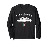 Lake Garda Italy Lago Di Garda Mountains Italian Flag Long Sleeve T-Shirt