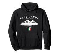 Lake Garda Italy Lago Di Garda Mountains Italian Flag Pullover Hoodie