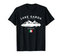 Lake Garda Italy Lago Di Garda Mountains Italian Flag T-Shirt