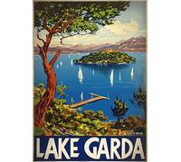 Lake Garda Italy Travel Poster - A4 Wall Art, Wanderlust Print, Inspirational World Map, Vintage City, Retro Poster, Home Decor for Living Room, Office, Gift Idea for Travel Lovers