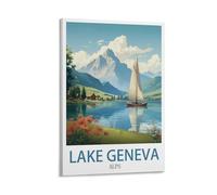 Lake Geneva Alps Vintage Travel Poster Mountain 08x12inch(20x30cm) Print Home Bedroom Office Living Room Decor Canvas