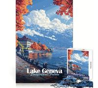 Lake Geneva Autumn Landscape Jigsaw Puzzle 1000 Piece for Teenagers Recall Enhancer Creative Craft Pattern Build Birthday Idea (50x75cm)