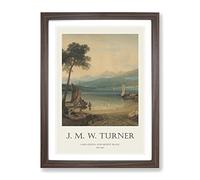 Lake Geneva By Joseph Mallord William Turner Exhibition Museum Painting Framed Print | A2 Walnut Framed Wall Art | Ready to Hang | Modern Landscape Picture | Living Room Bedroom Lounge Office