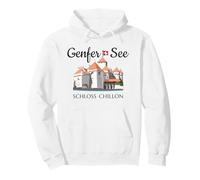 Lake Geneva, Chillon Castle, Switzerland, hand drawing Pullover Hoodie