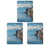 Lake Geneva Switzerland Car Air Freshener Hanging Incense Chips 3 Pack Automotive Scented Hanging Sheets Square for Car Home Auto Interior Decor