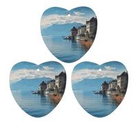 Lake Geneva Switzerland Car Air Freshener Hanging Incense Chips 3 Pack Automotive Scented Hanging Sheets Love form for Car Home Auto Interior Decor