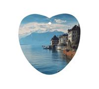 Lake Geneva Switzerland Car Air Freshener Hanging, Long Lasting Scented Car Aromatherapy Tablets, Love form Fragrance Scented Cards for Vehicles, Bedroom, Wardrobe Gray-style