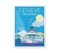 Lake Geneva Switzerland Vintage Travel Poster，Vintage Metal Sign Kitchen Bathroom Office Bar Coffee Garage Cave Home Living Wall Decor(20x30cm）8x12 inch-BP50