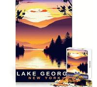 Lake George NY Adults 1000 Piece Jigsaw Puzzle Focus Ability Gentle Engagement Interlock Well Art Xmas Gift size 50x75cm
