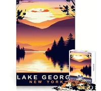 Lake George NY for Adults 1000 Piece Jigsaw Puzzle Memory Boost Leisure Activity Clean Edges Great Gift size 38x26cm