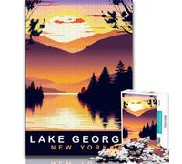 Lake George NY Jigsaw Puzzles for Teenagers 1000 Piece Puzzle,Challenging To Complete But Fun And Humorous Birthday Present,Gifts,Wall Art 50x75cm