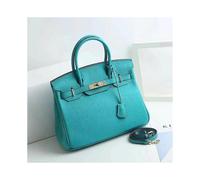 (Lake green, 20*15*10cm) Ladies Women Leather Handbag Birkin First Layer Cowhide Leather Tote Bag Commuter Crossbody Kelly Handbag