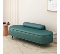 Lake Green Storage Ottoman with Backrest - Versatile Footstool & Toy Storage Bench for Living Room Bedroom or End of Bed - 31.5in Space-Saving Furniture Solution