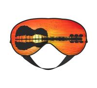 Lake Guitar Reflection Print Sleep Mask Eye Masks Blindfold Eye Cover Eyeshade for Night Sleeping Travel Airplane Ues
