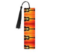 Lake Guitar Reflection Print Wooden Bookmark Bookmarks with Tassels Book Marks for Reading Hardcover Books Notebooks