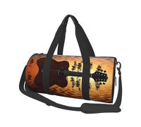 Lake Guitar Reflection Round Travel Duffel Bag - Large Capacity Durable Carry-On Bag for Vacation, Gym, Short Trips