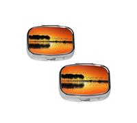 Lake Guitar Reflection Square Mini Medicine Box, Lightweight to Carry, Durable and Long-Lasting