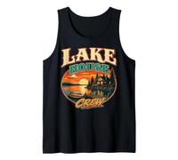 Lake House Crew Vintage Sunset Boating Summer Vacation Tank Top