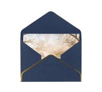 Lake House Print Horizontal Gold-Edged Pearl Greeting Card W/Envelope-Holiday,Birthday,Anniversary,Party(2pcs)