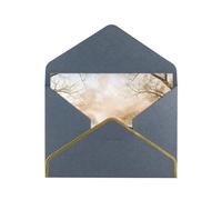 Lake House Print Horizontal Gold-Edged Pearl Greeting Card W/Envelope-Holiday,Birthday,Anniversary,Party(2pcs)