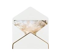 Lake House Print Horizontal Gold-Edged Pearl Greeting Card W/Envelope-Holiday,Birthday,Anniversary,Party(2pcs)