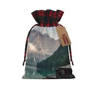Lake House Views Printed drawstring gift bags Christmas drawstring gift bags perfect for Christmas party decorations and candy wrapping