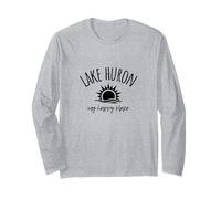 Lake Huron My Happy Place MI Boating Fishing Camping Long Sleeve T-Shirt