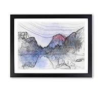 Lake In Yosemite National Park In Abstract Modern Art Framed Print | A4 Black Framed Wall Art | Ready to Hang | Abstract Landscape Picture | Living Room Bedroom Lounge Office