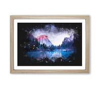 Lake in Yosemite National Park Paint Splash Framed Print | A2 Oak Framed Wall Art | Ready to Hang | Modern Landscape Picture | Living Room Bedroom Lounge Office