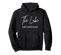 Lake Is My Happy Place Script Cabin Boating Fishing Summer Pullover Hoodie