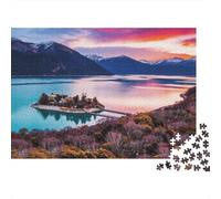 Lake Island Jigsaw Puzzles 1000 Pieces Recyclable Material Sunset View Senior Puzzles Educational Game Decompression Parent Child Game Props 52x38cm/1000pcs