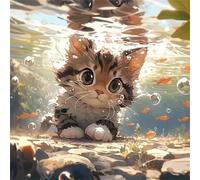 Lake Koi Cat 60 Piece Jigsaw Puzzles for Adults, Colourful, Fun, Challenging and Brainteasing Adults jigsaw puzzles 60 Pieces, Beautiful Decoration Puzzle