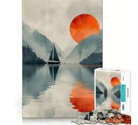 Lake Landscape Sunset 1000 Pieces Puzzles for Adults Cognitive Train Indoor Play Pattern Build (38x52cm)