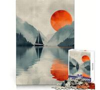 Lake Landscape Sunset 1000 Pieces Puzzles for Adults Cognitive Train Indoor Play Pattern Build (38x52cm)