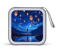 Lake Lanterns at Night CD Case Portable DVD Storage Small CD Holder Organizer for Home Travel